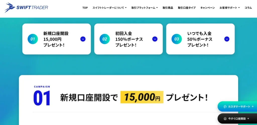 海外FXの口座開設ボーナスおすすめランキング10位はSwiftTrader