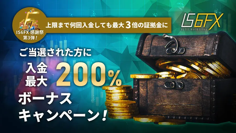 海外FXの200%入金ボーナスキャンペーンで過去にIS6FXが開催