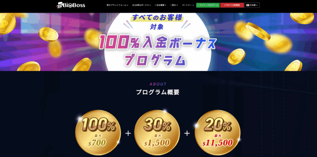 口コミで評判のBigBossの入金ボーナス