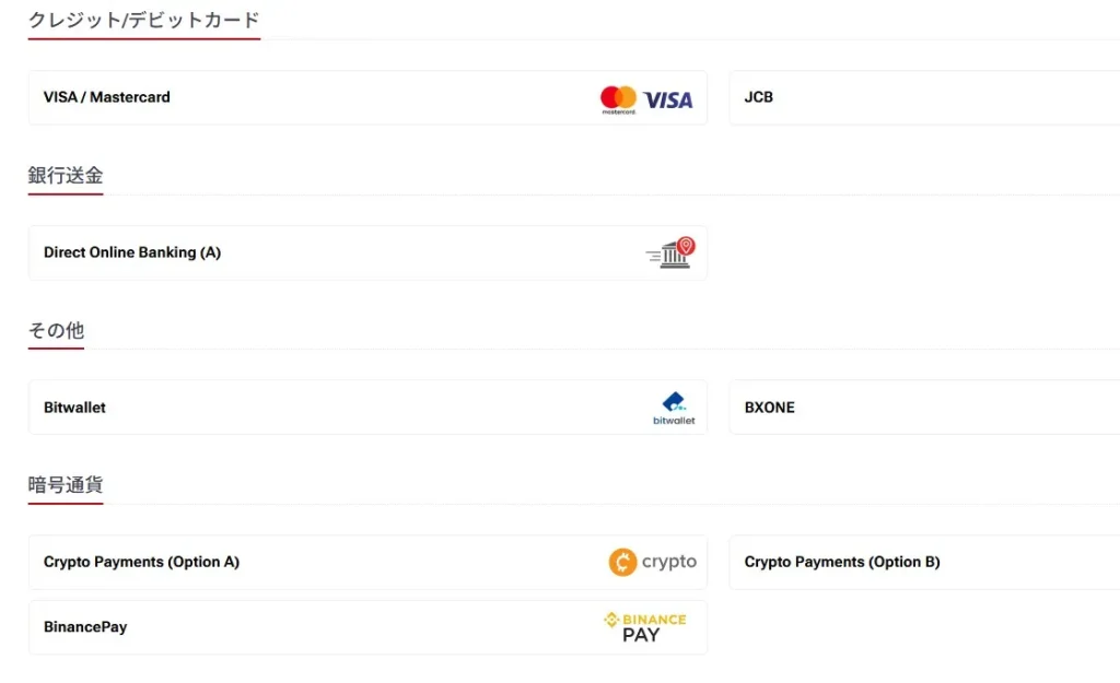 入金・出金方法と各種手数料2