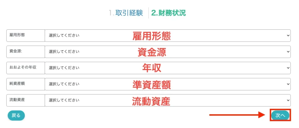 財務状況を入力