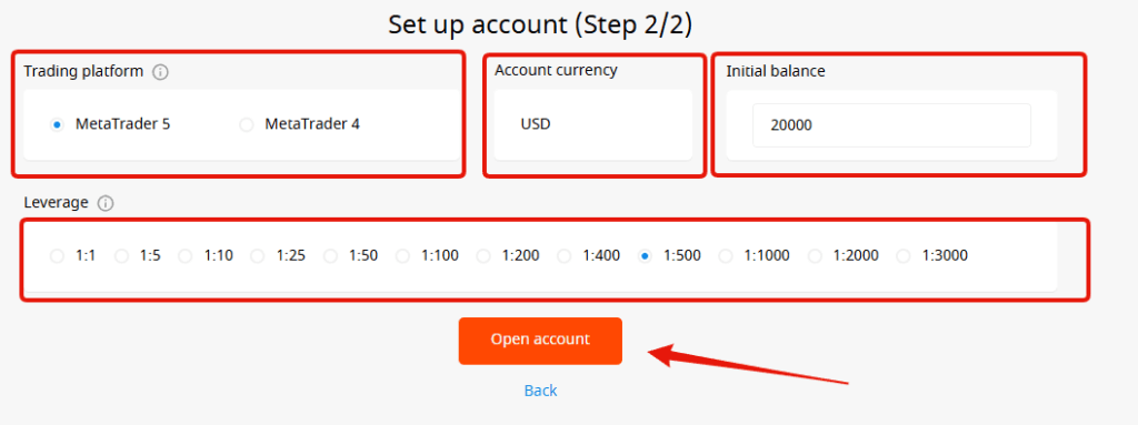 登録したメールアドレスの認証を行い、口座アカウントの設定