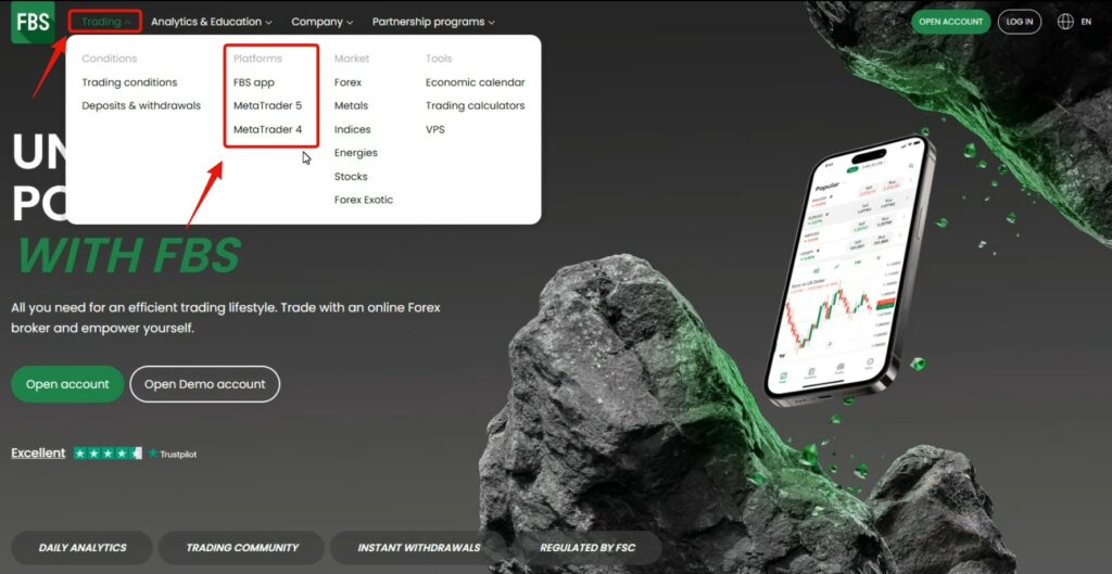 MT4/MT5をクリック