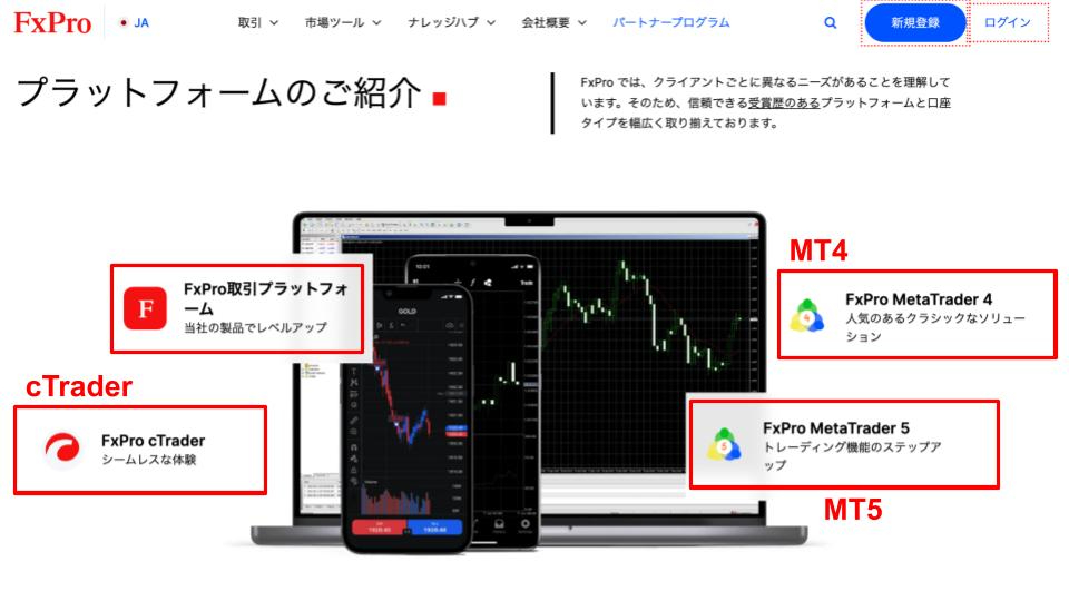 FxProで使用するプラットフォームを選択する