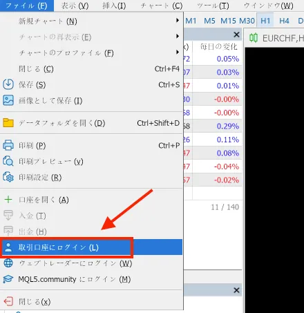 取引口座にログイン