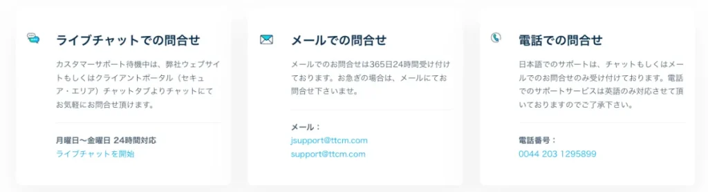 TradersTrustのサポート内容