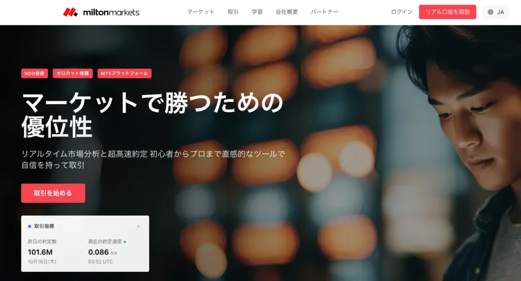 海外FX業者おすすめ比較ランキング15位はMiltonMarkets