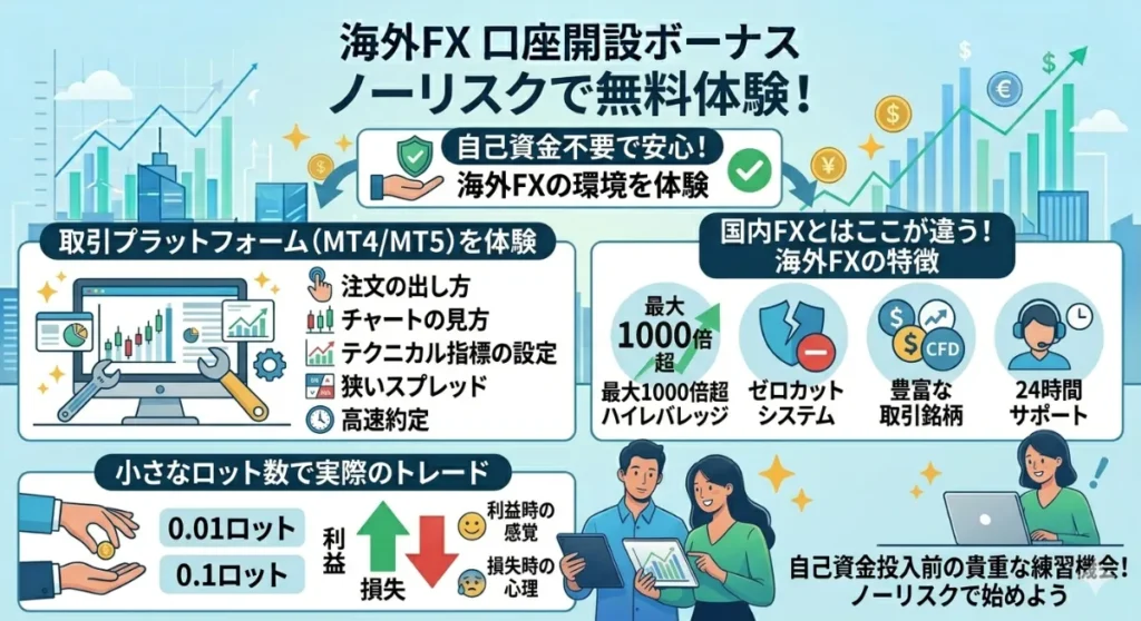 入金不要の口座開設ボーナスでノーリスクで海外FXを無料体験